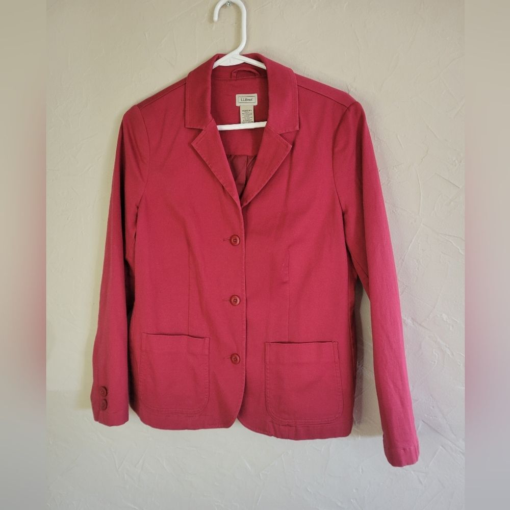 L.L. Bean red brick long sleeve collared cotton/spandex blazer, size 12